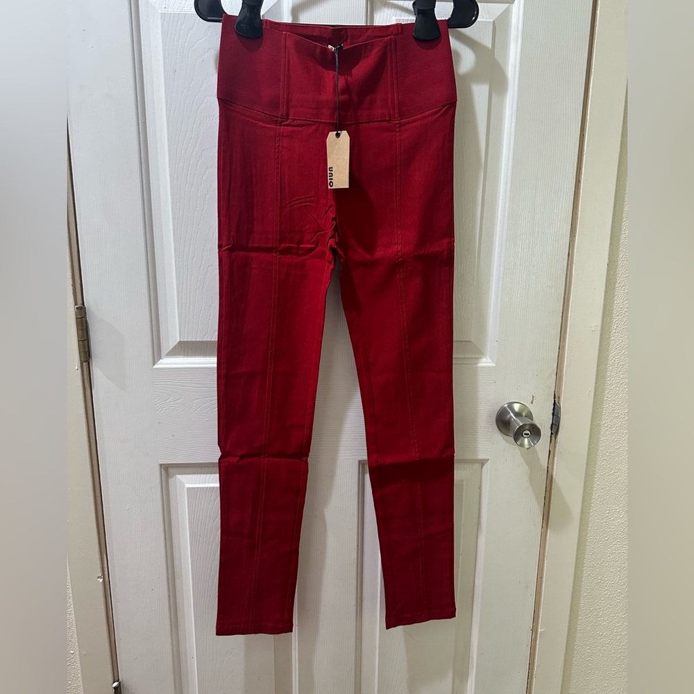 Red Jeggings Stretch Fit Mid-Rise